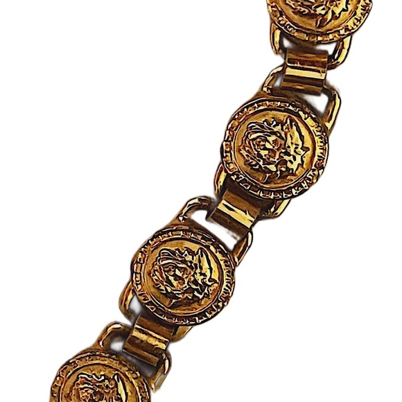 Authentic Vintage Gianni Versace Rare Gold Plated Medusa Choker & Bracelet Set - Picture 4 of 12
